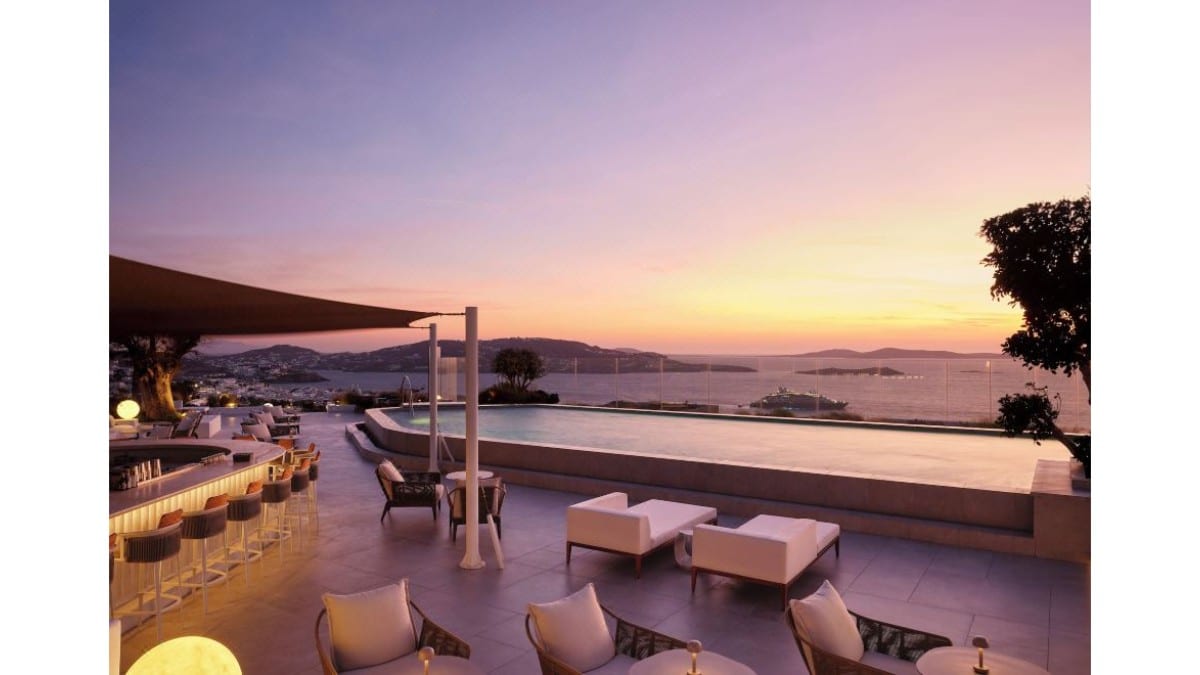 Dachterrasse im Deos Mykonos - A Myconian Collection Hotel