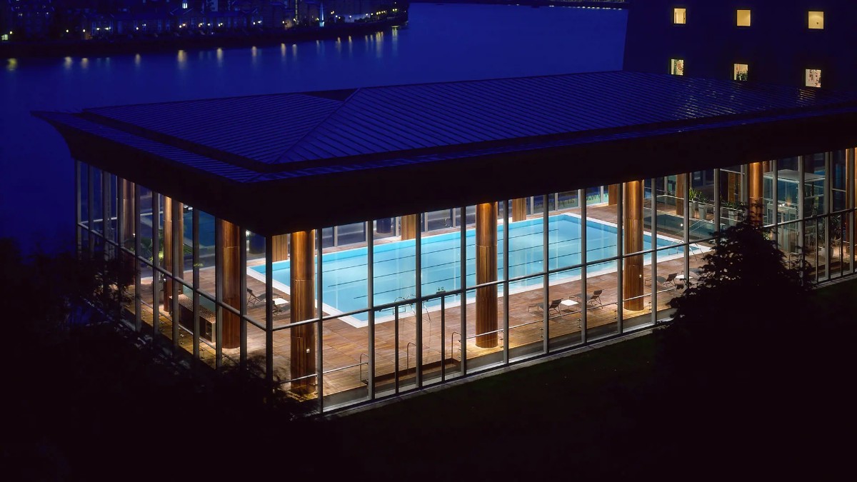Indoor swimming pool at Canary Riverside Plaza Hotel