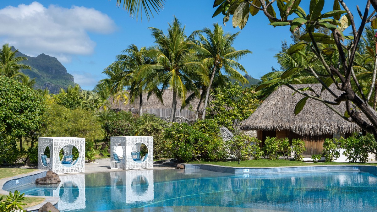 Outdoor swimming pool at The St. Regis Bora Bora Resort