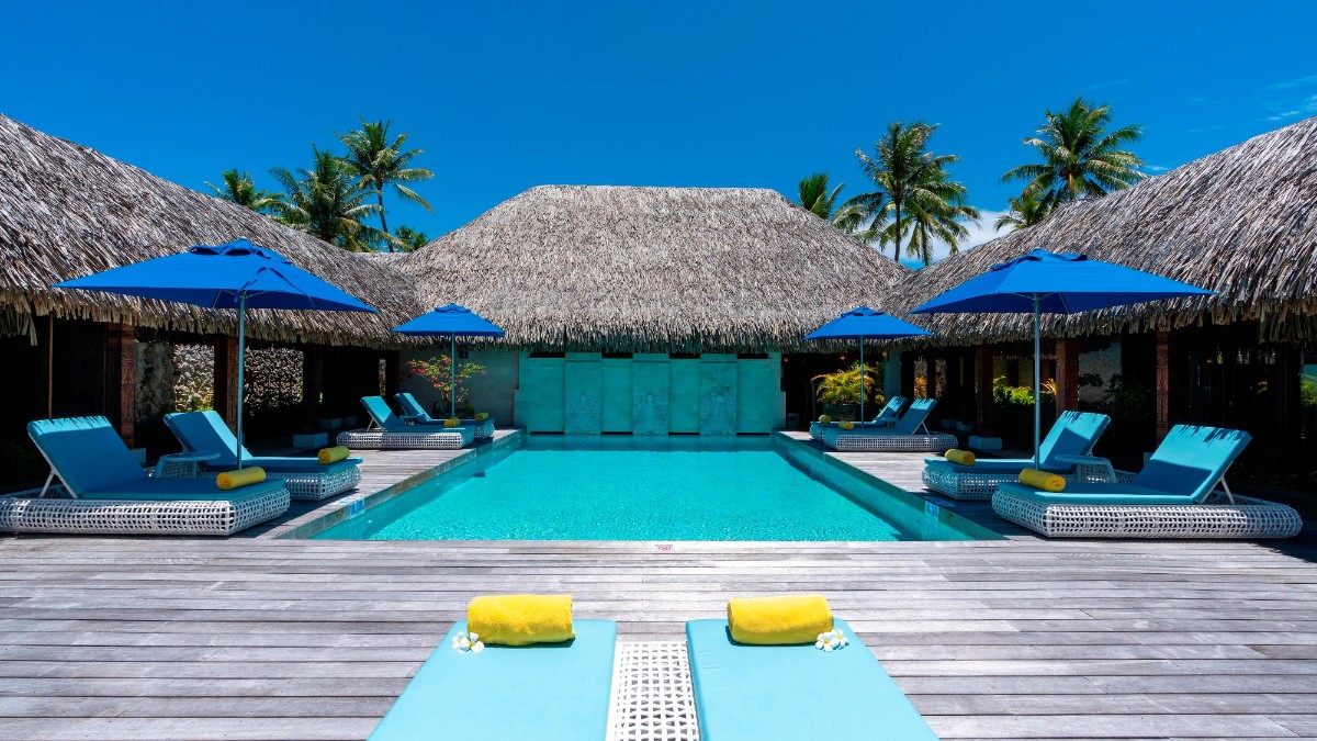Outdoor swimming pool at The St. Regis Bora Bora Resort