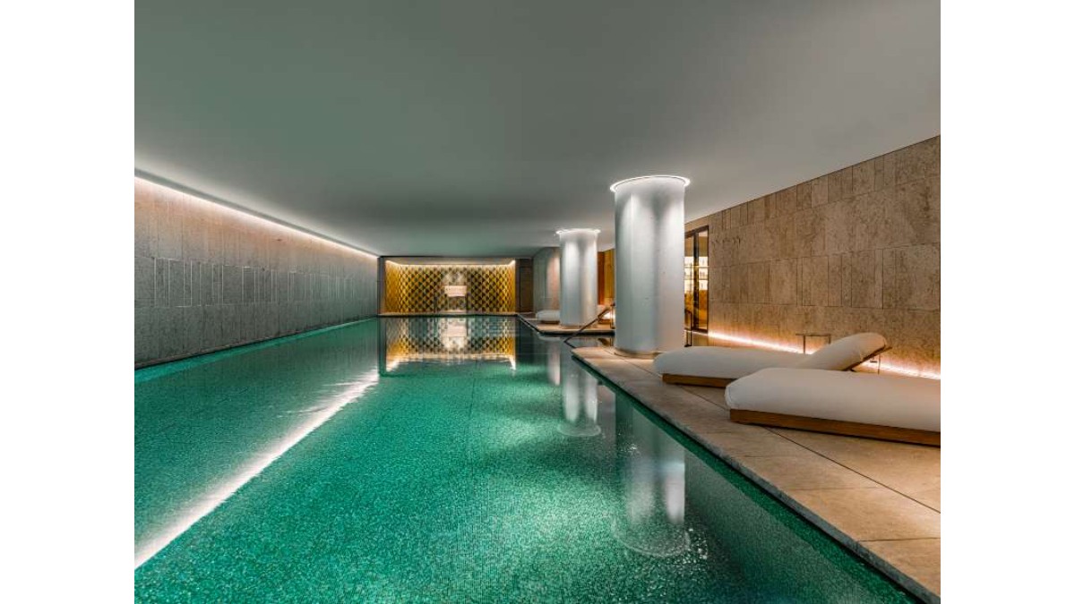 Indoor swimming pool at Bulgari Hotel Paris