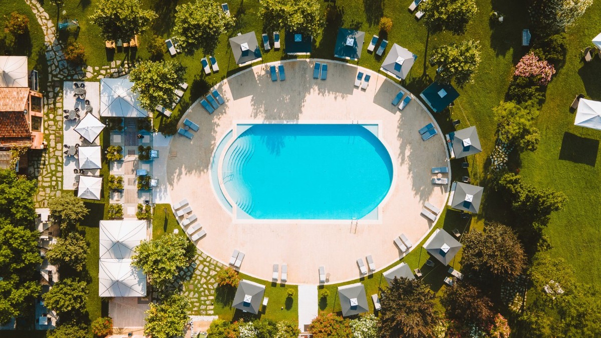 Outdoor swimming pool at San Clemente Palace, Venice