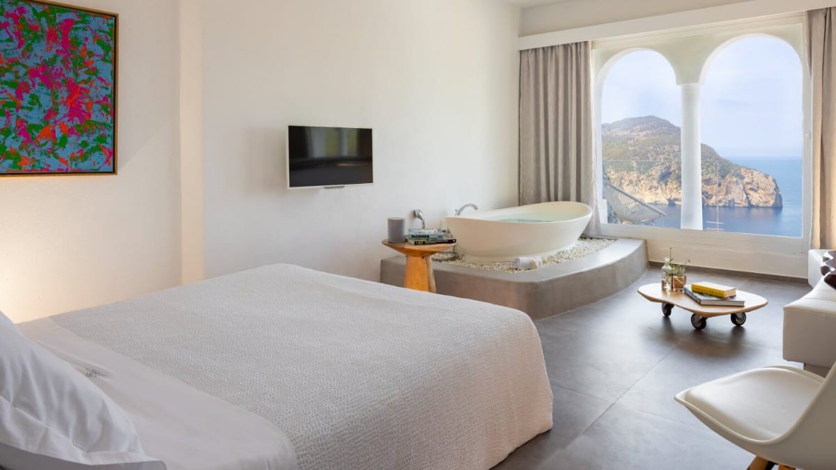 Schlafzimmer in der Hacienda Na Xamena, Ibiza