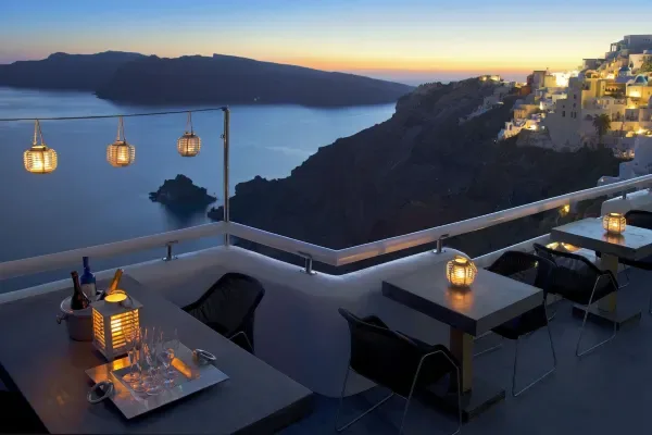Rooftop bar at Art Maisons Oia Castle