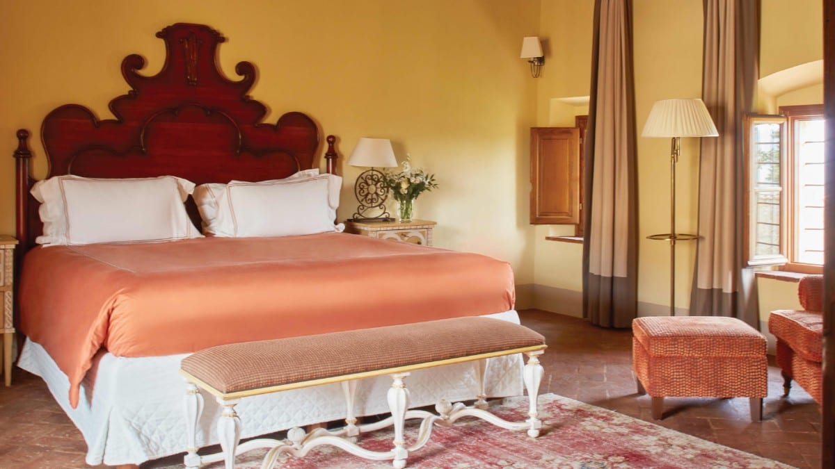 Bedroom at Castello di Casole, A Belmond Hotel, Tuscany