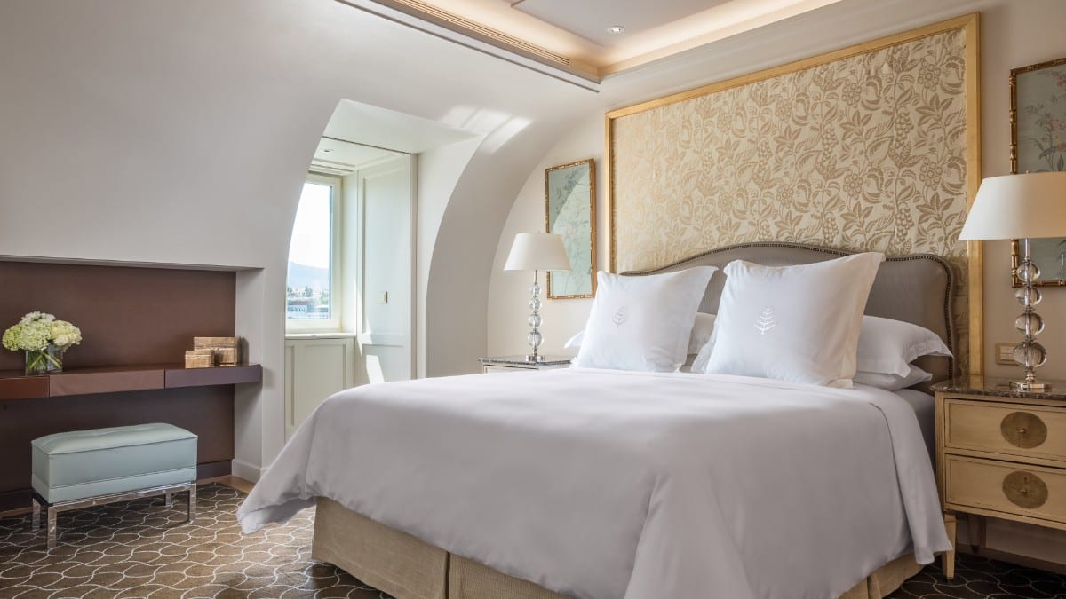Schlafzimmer im Four Seasons Hotel des Bergues Geneva
