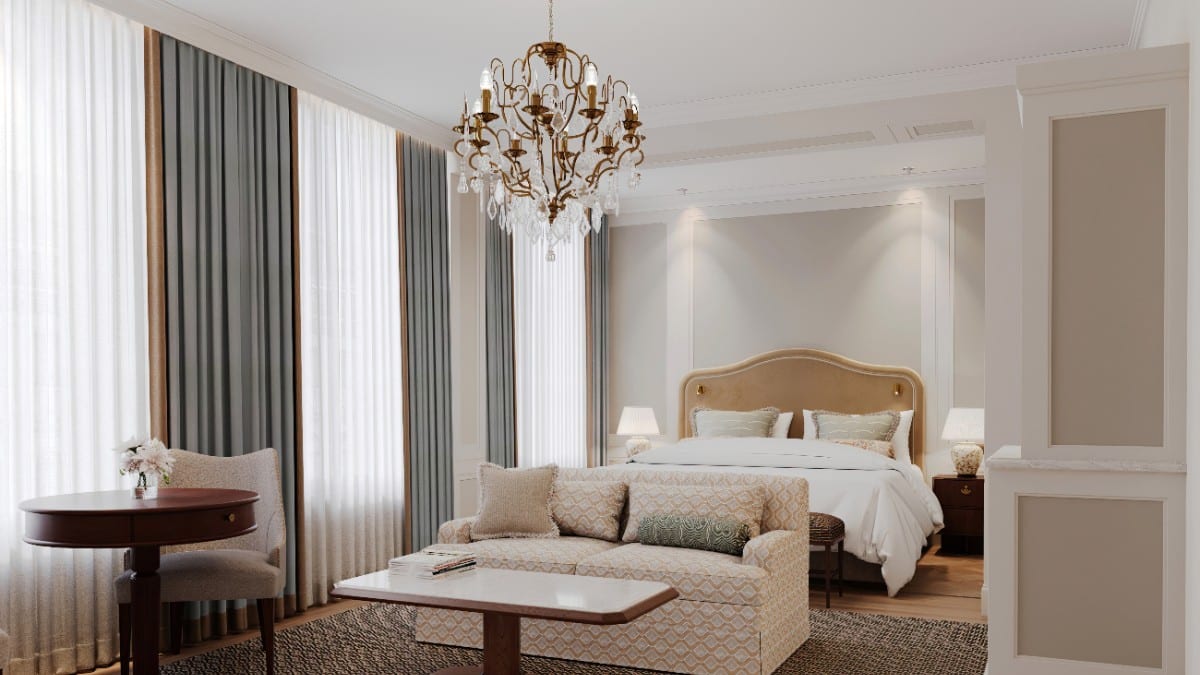 Schlafzimmer im Hotel Kämp
