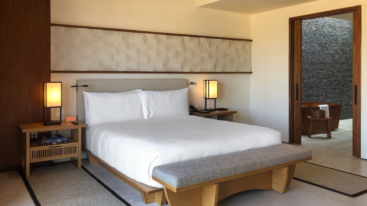 Schlafzimmer im Nobu Hotel Los Cabos