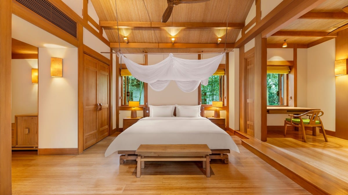 Schlafzimmer im Six Senses Qing Cheng Mountain